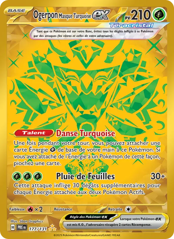 Ogerpon Masque Turquoise-ex — carte 177 de l’extension Évolutions Prismatiques