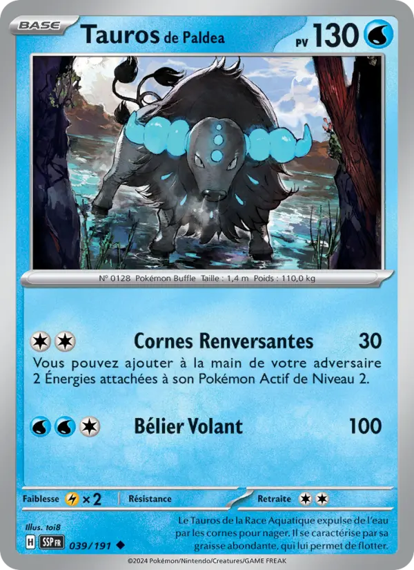 Tauros de Paldea — carte 039 de l’extension Étincelles Déferlantes