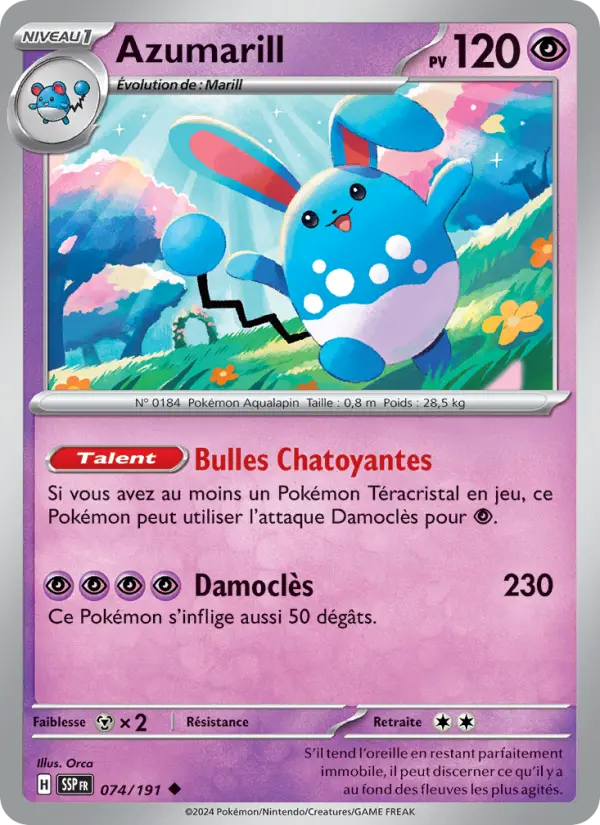 Azumarill — carte 074 de l’extension Étincelles Déferlantes