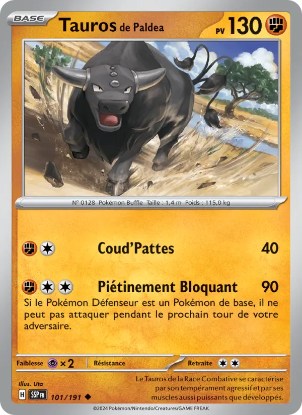 Tauros de Paldea — carte 101 de l’extension Étincelles Déferlantes