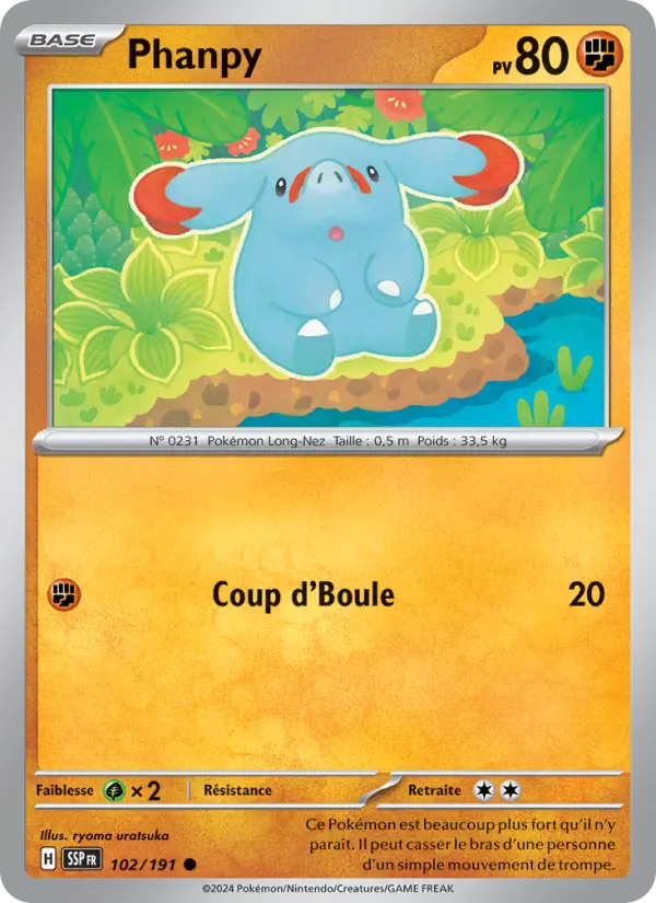 Phanpy — carte 102 de l’extension Étincelles Déferlantes