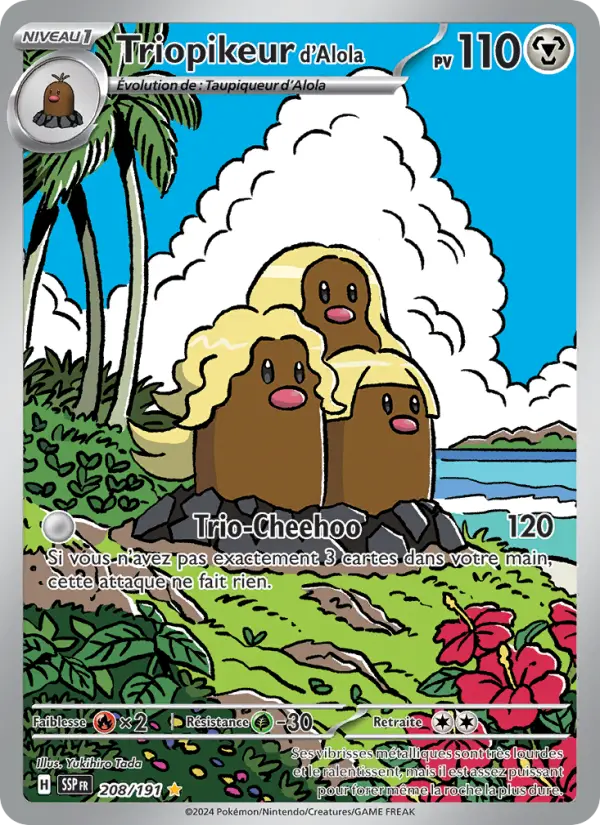 Triopikeur d'Alola — carte 208 de l’extension Étincelles Déferlantes