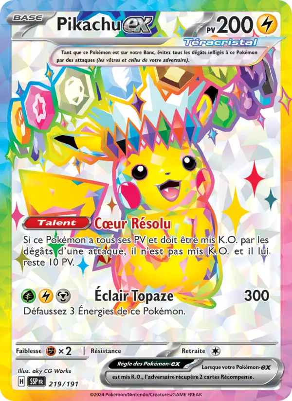 Pikachu-ex — carte 219 de l’extension Étincelles Déferlantes
