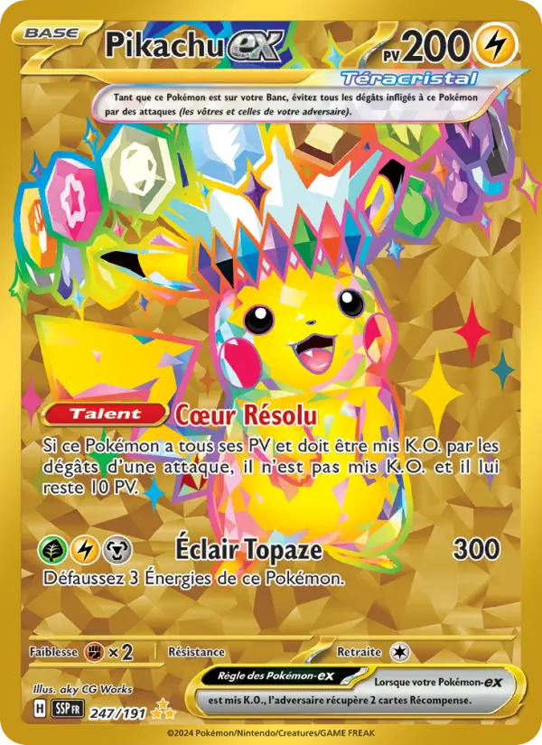 Pikachu-ex — carte 247 de l’extension Étincelles Déferlantes