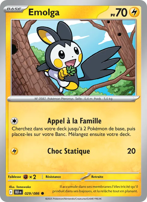 Emolga — carte 029 de l’extension Foudre Noire