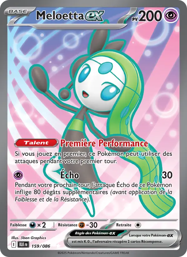 Meloetta-ex — carte 159 de l’extension Foudre Noire
