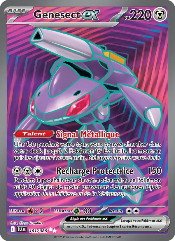 Genesect-ex — carte 161 de l’extension Foudre Noire
