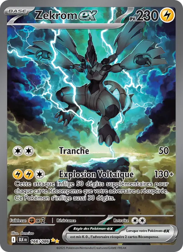 Zekrom-ex — carte 166 de l’extension Foudre Noire
