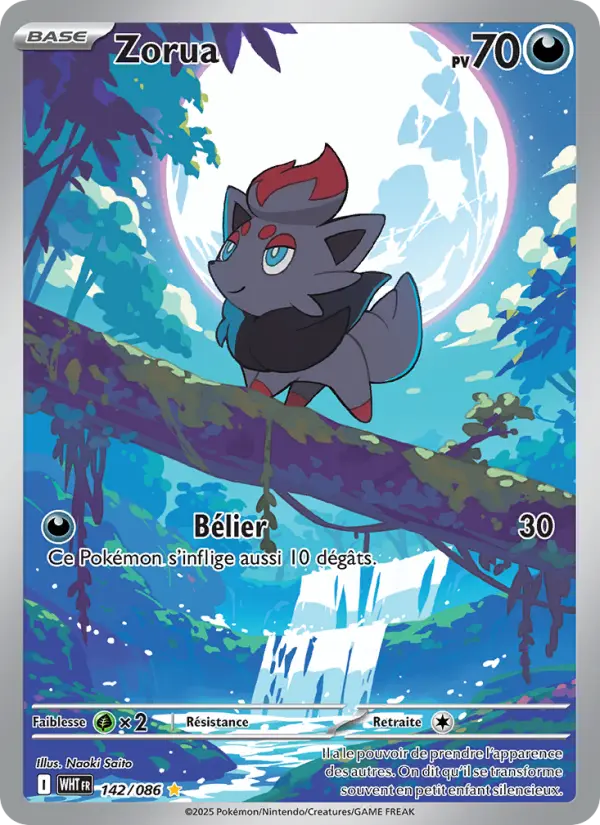 Zorua — carte 142 de l’extension Flamme Blanche