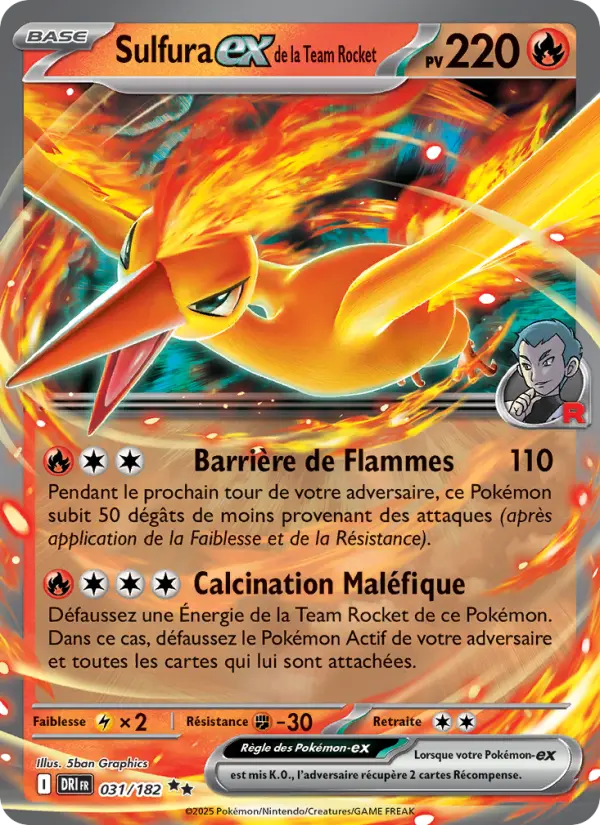 Sulfura-ex de la Team Rocket — carte 031 de l’extension Rivalités Destinées