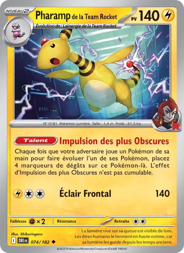 Pharamp de la Team Rocket — carte 074 de l’extension Rivalités Destinées