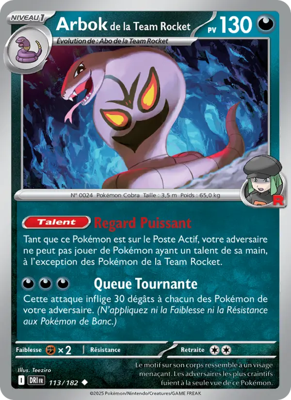 Arbok de la Team Rocket — carte 113 de l’extension Rivalités Destinées
