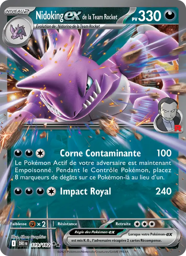 Nidoking-ex de la Team Rocket — carte 119 de l’extension Rivalités Destinées