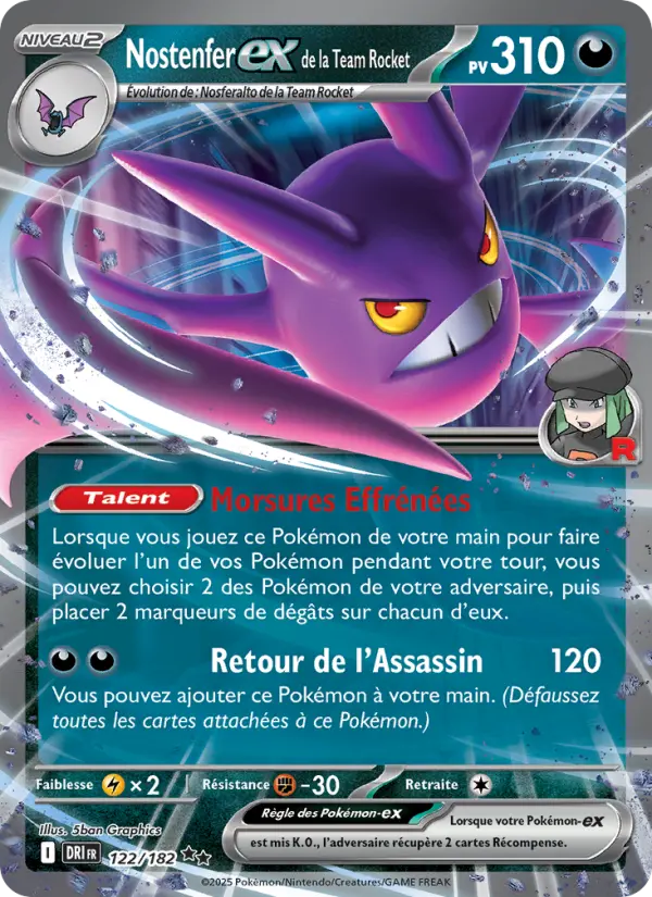 Nostenfer-ex de la Team Rocket — carte 122 de l’extension Rivalités Destinées