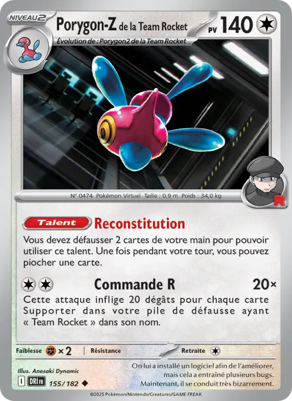 Porygon-Z de la Team Rocket — carte 155 de l’extension Rivalités Destinées
