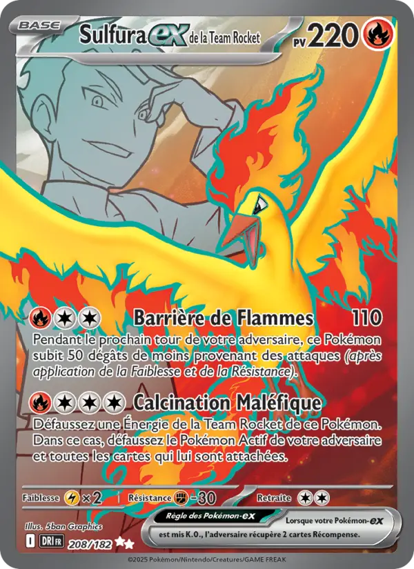 Sulfura-ex de la Team Rocket — carte 208 de l’extension Rivalités Destinées