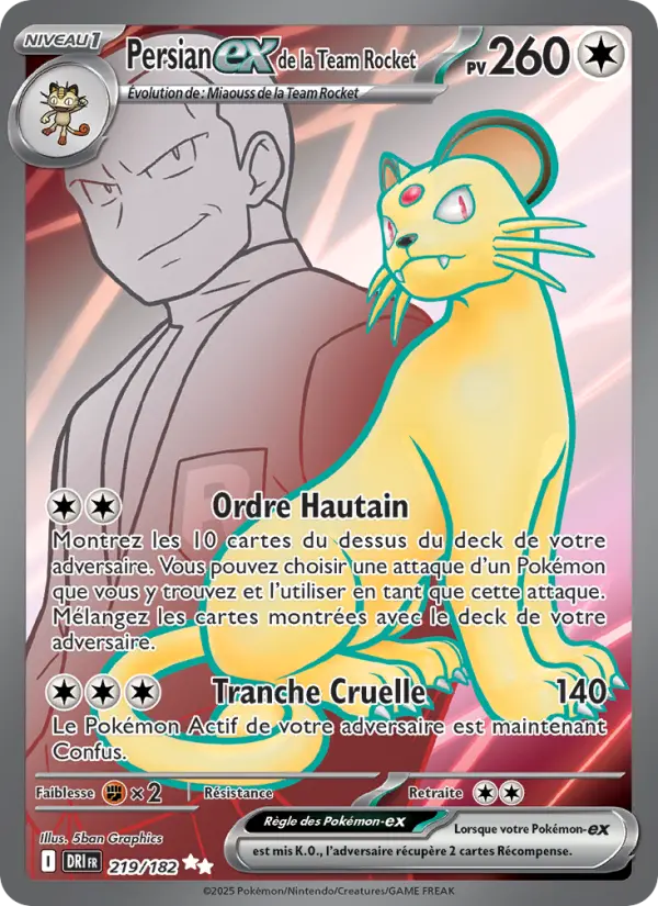 Persian-ex de la Team Rocket — carte 219 de l’extension Rivalités Destinées