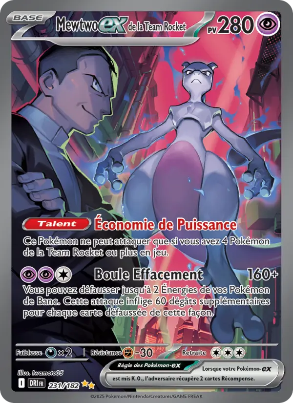 Mewtwo-ex de la Team Rocket — carte 231 de l’extension Rivalités Destinées