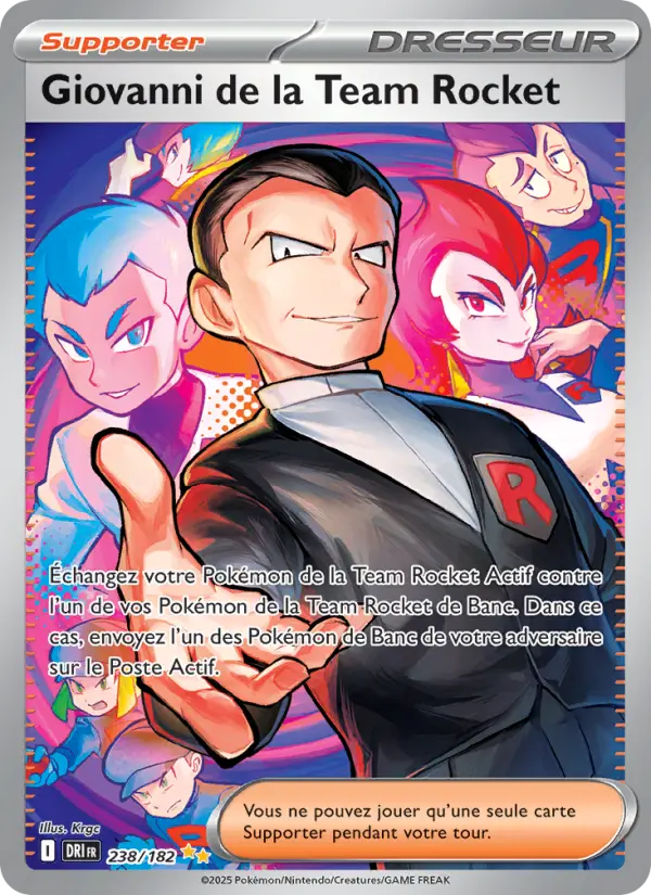 Giovanni de la Team Rocket — carte 238 de l’extension Rivalités Destinées