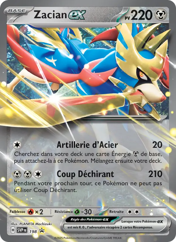 Zacian-ex — carte 198 de l’extension SVP Black Star Promos