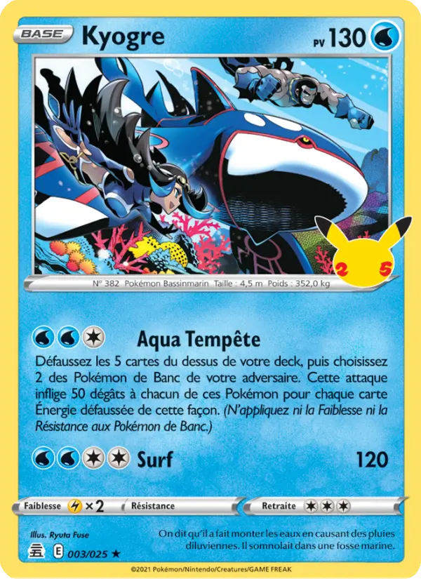 Kyogre — carte 3 de l’extension Célébrations
