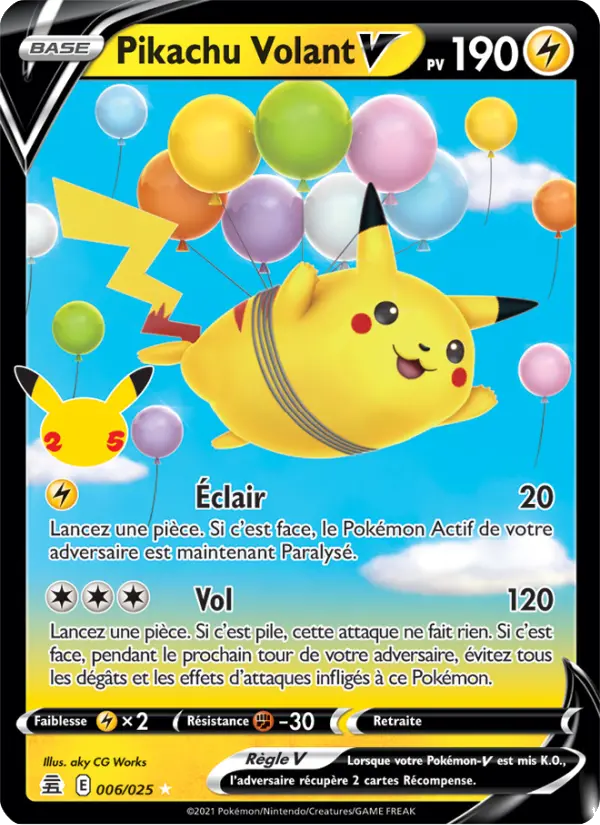 Pikachu Volant V — carte 6 de l’extension Célébrations