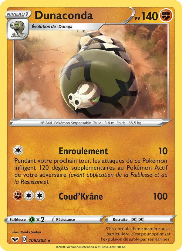 Dunaconda — carte 109 de l’extension Épée et Bouclier