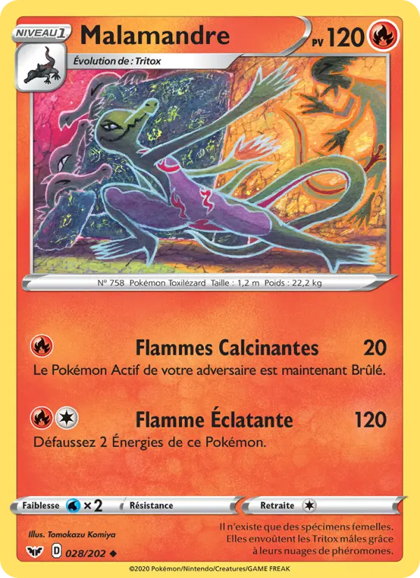 Malamandre — carte 28 de l’extension Épée et Bouclier