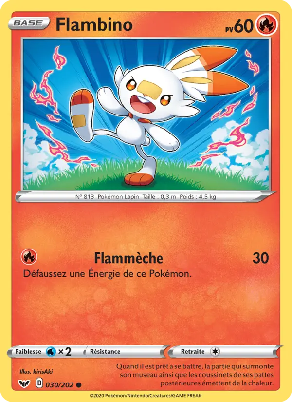 Flambino — carte 30 de l’extension Épée et Bouclier