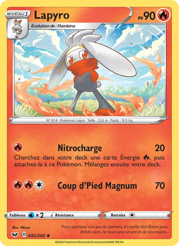 Lapyro — carte 32 de l’extension Épée et Bouclier
