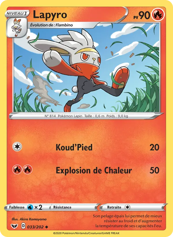 Lapyro — carte 33 de l’extension Épée et Bouclier