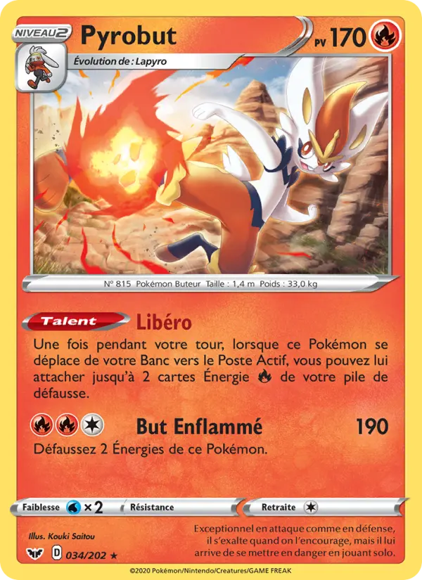 Pyrobut — carte 34 de l’extension Épée et Bouclier