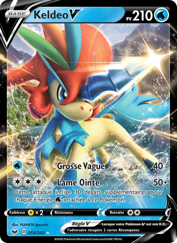 Keldeo V — carte 53 de l’extension Épée et Bouclier