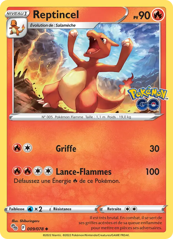 Reptincel — carte 009 de l’extension Pokémon GO