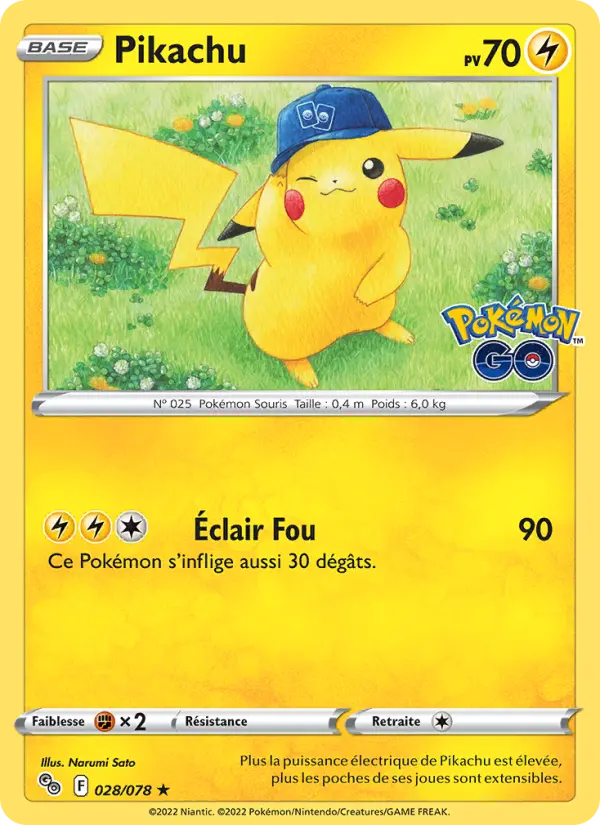 Pikachu — carte 028 de l’extension Pokémon GO