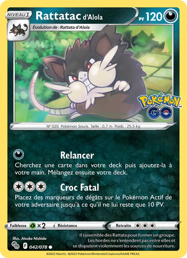 Rattatac d'Alola — carte 042 de l’extension Pokémon GO