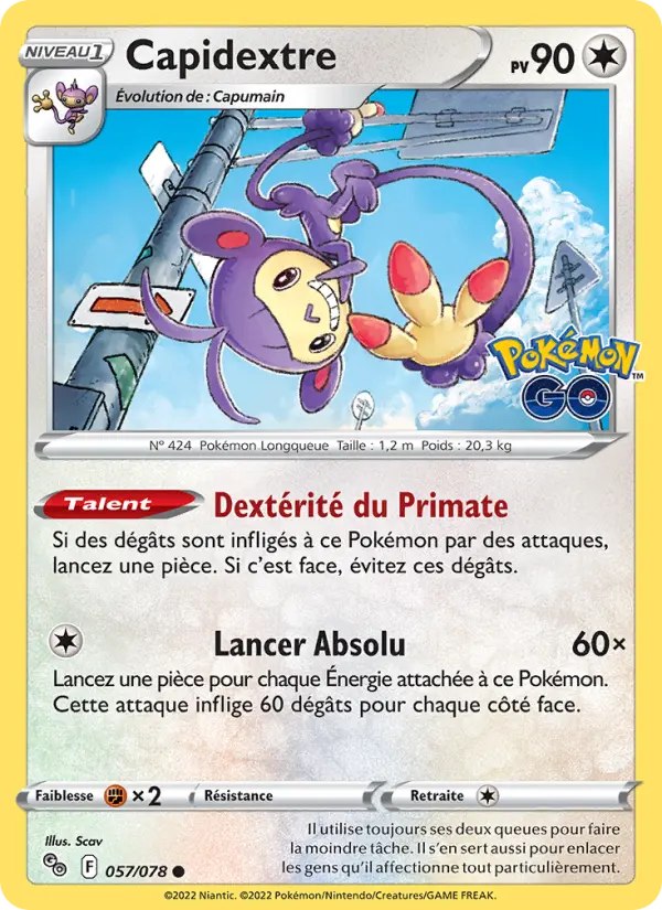 Capidextre — carte 057 de l’extension Pokémon GO