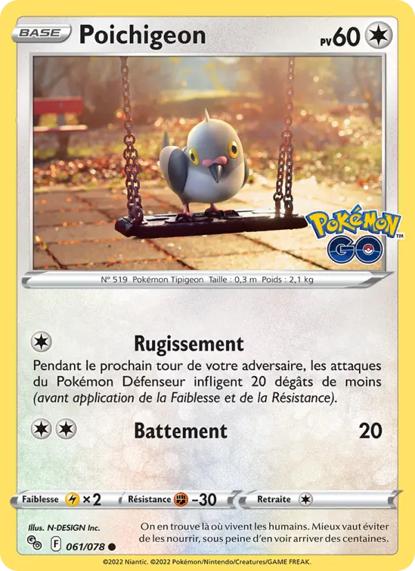 Poichigeon — carte 061 de l’extension Pokémon GO