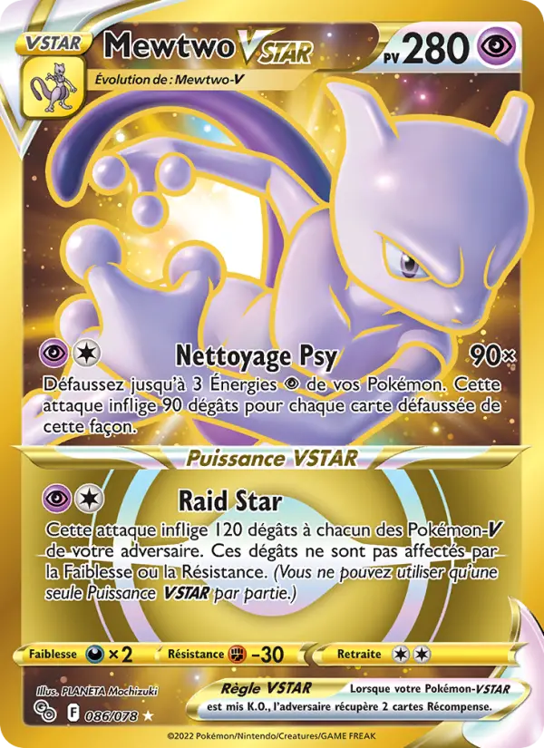 Mewtwo VSTAR — carte 086 de l’extension Pokémon GO