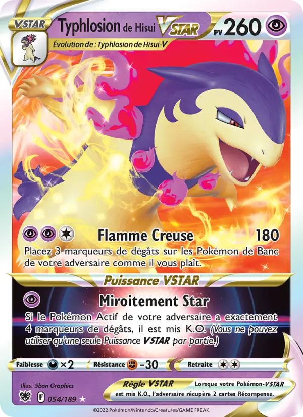 Typhlosion de Hisui VSTAR — carte 054 de l’extension Astres Radieux