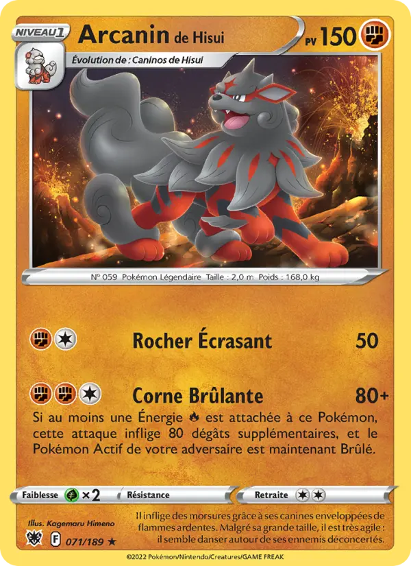 Arcanin de Hisui — carte 071 de l’extension Astres Radieux