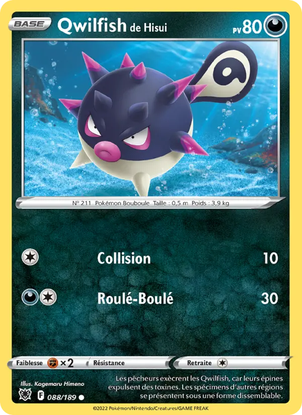 Qwilfish de Hisui — carte 088 de l’extension Astres Radieux