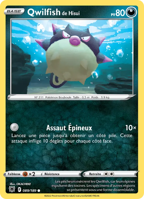 Qwilfish de Hisui — carte 089 de l’extension Astres Radieux
