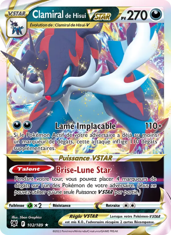 Clamiral de Hisui VSTAR — carte 102 de l’extension Astres Radieux