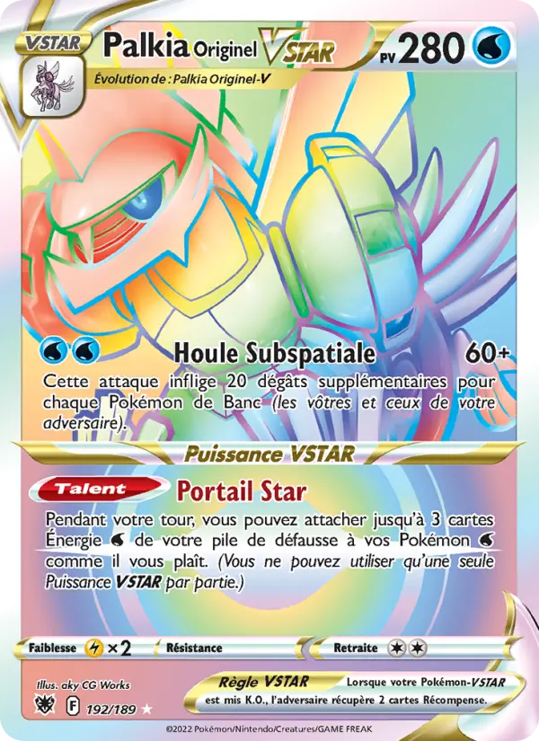 Palkia Originel VSTAR — carte 192 de l’extension Astres Radieux