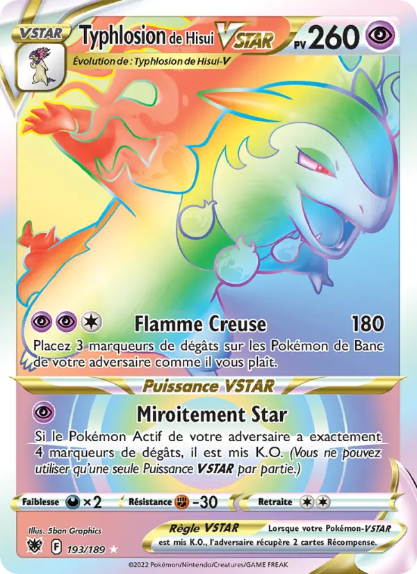 Typhlosion de Hisui VSTAR — carte 193 de l’extension Astres Radieux