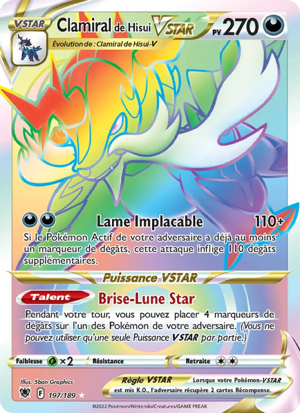 Clamiral de Hisui VSTAR — carte 197 de l’extension Astres Radieux