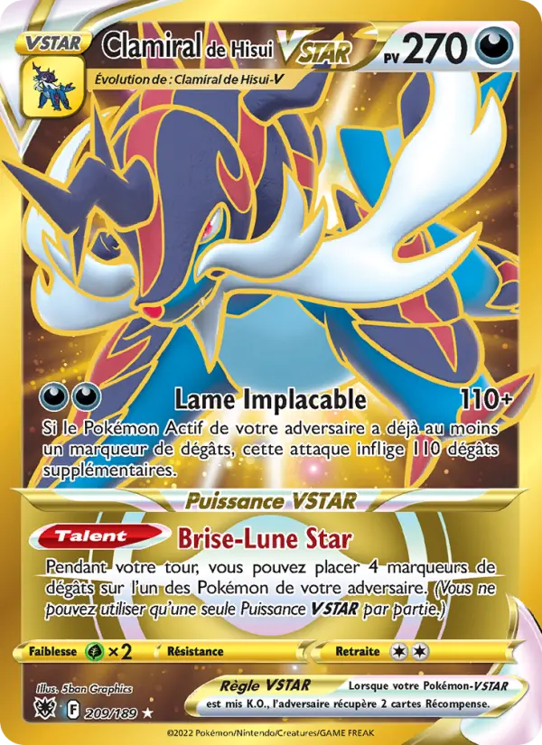 Clamiral de Hisui VSTAR — carte 209 de l’extension Astres Radieux