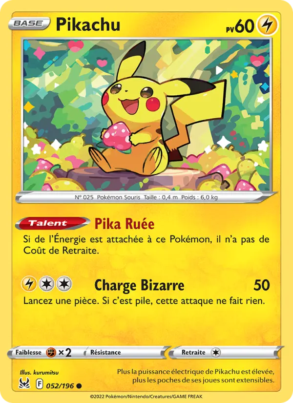Pikachu — carte 052 de l’extension Origine Perdue
