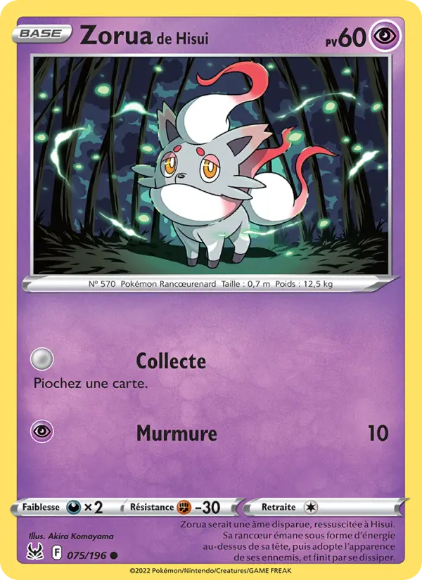 Zorua de Hisui — carte 075 de l’extension Origine Perdue